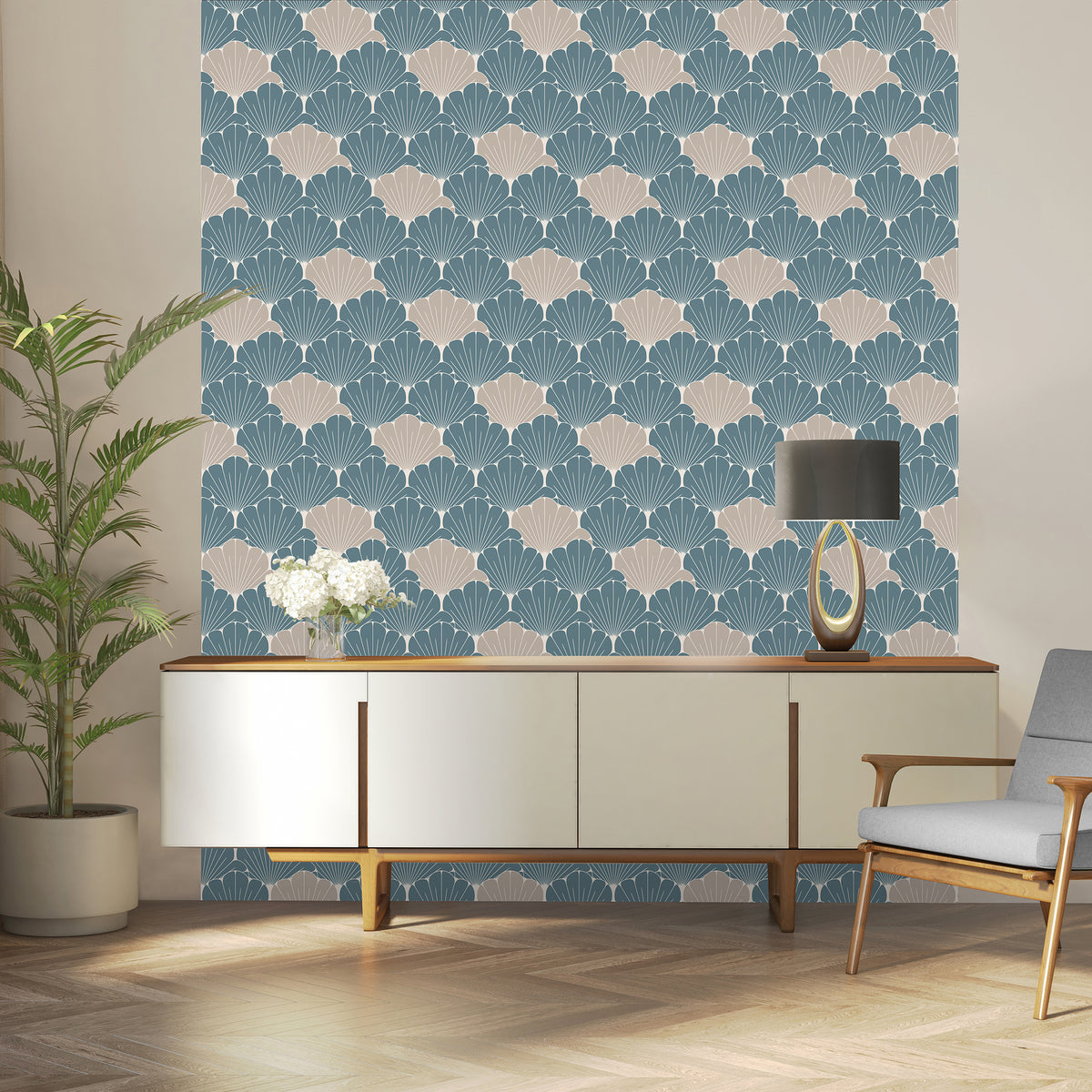 Veer Decor Giant Art Deco Gingko Leaf Green Wallpaper VREL04