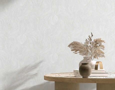 Veer Decor Linen Slub White Wallpaper VRMB001-1055