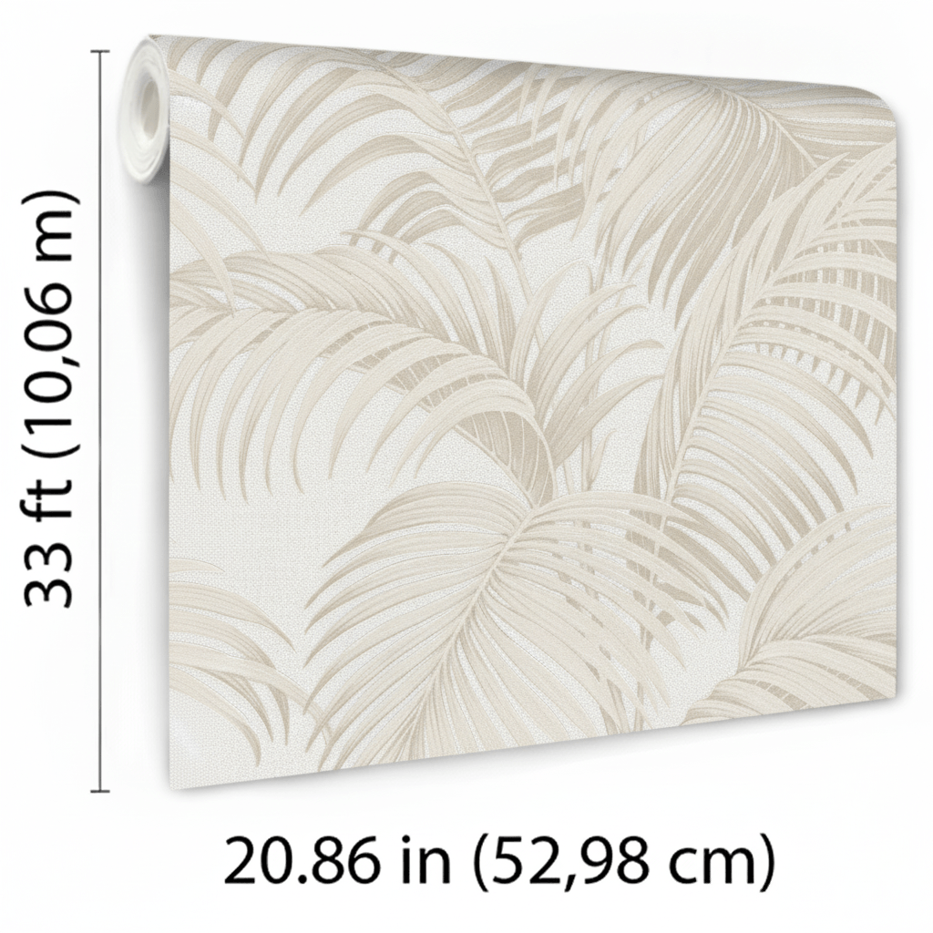 Veer Decor Sculpted Tropical Leaf Beige Wallpaper VRMB002-10