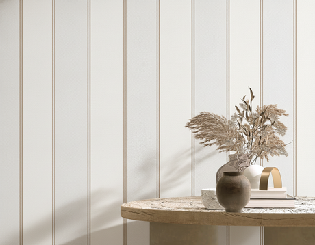 Veer Decor Sculpted Panel Stripe Beige Wallpaper VRMB002-106