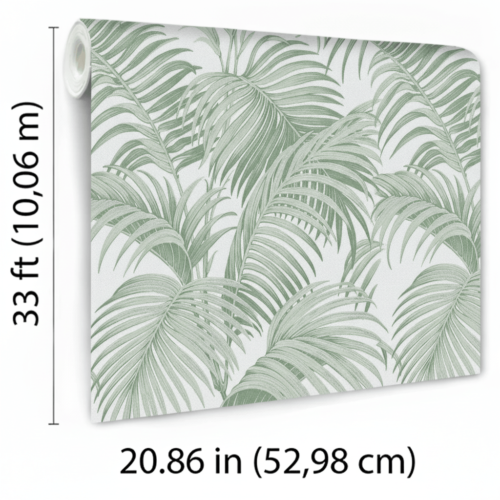 Veer Decor Sculpted Tropical Leaf Green Wallpaper VRMB007-10