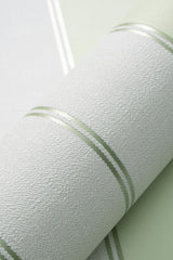 Veer Decor Sculpted Panel Stripe Green Wallpaper VRMB007-106