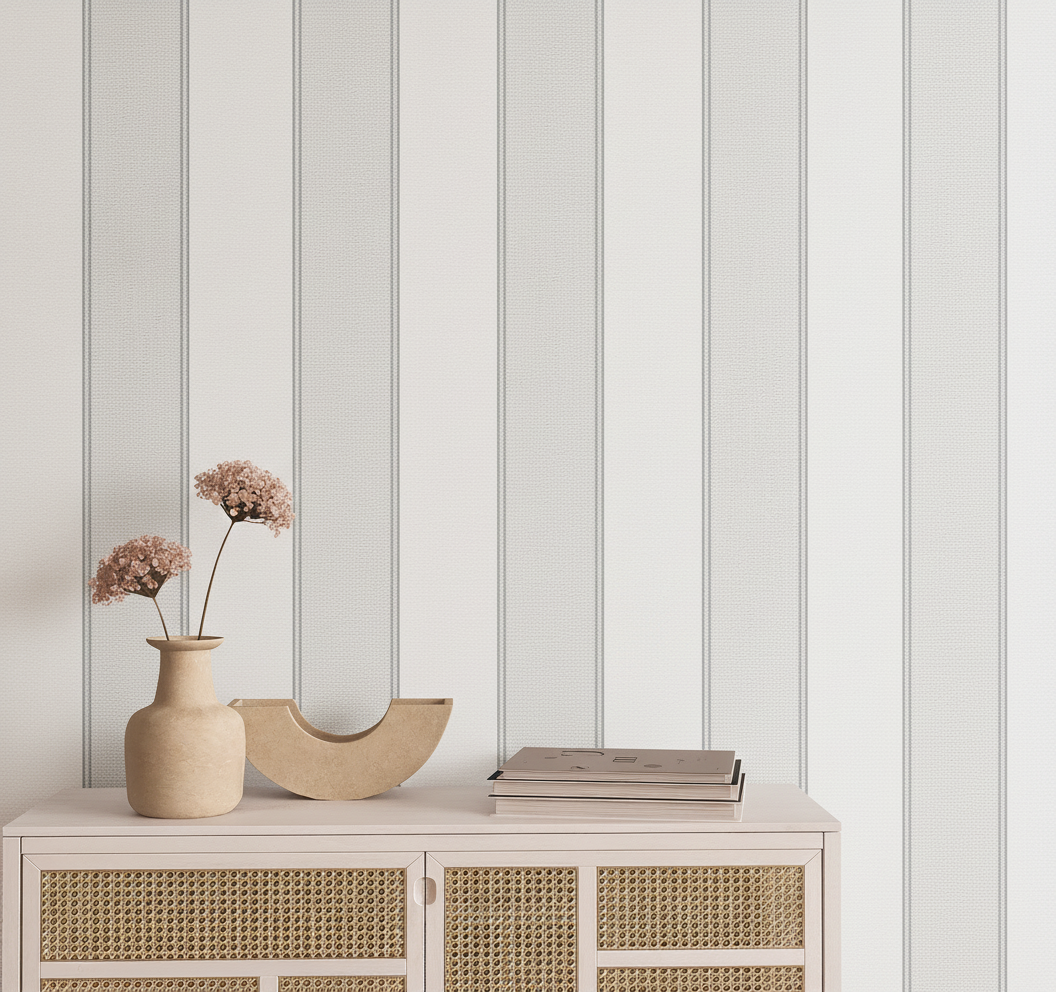 Veer Decor Sculpted Panel Stripe Grey Wallpaper VRMB010-1062