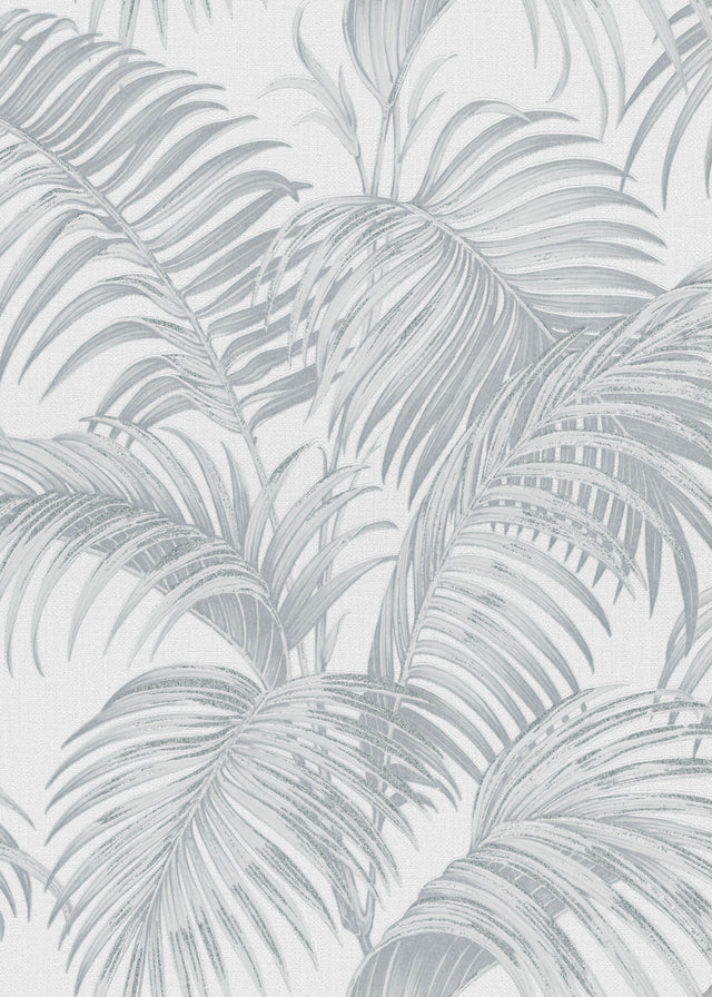 Veer Decor Sculpted Tropical Leaf Light Grey Wallpaper VRMB0