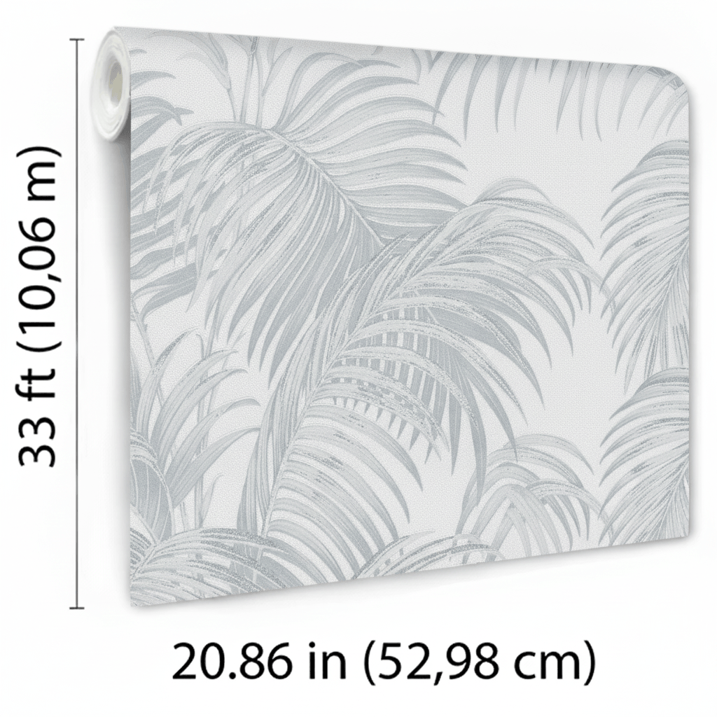 Veer Decor Sculpted Tropical Leaf Light Grey Wallpaper VRMB0