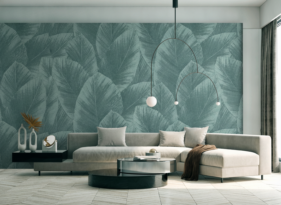 Veer Decor Etched Palm Canopy Green Wallpaper VRMB207-1060