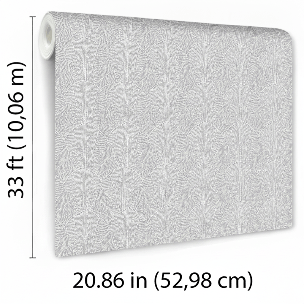 Veer Decor Sculpted Fan Leaf Cream Wallpaper VRMB314-1060