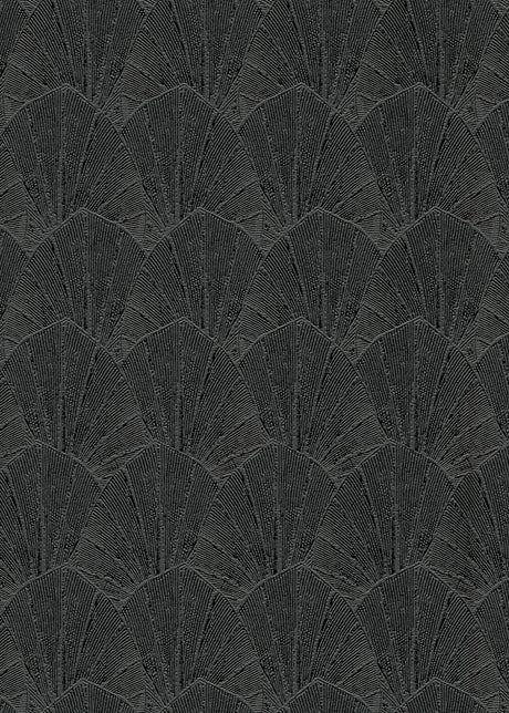 Veer Decor Sculpted Fan Leaf Black Wallpaper VRMB315-1060