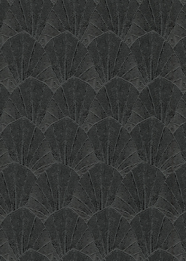 Veer Decor Sculpted Fan Leaf Black Wallpaper VRMB315-1060