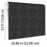 Veer Decor Sculpted Fan Leaf Black Wallpaper VRMB315-1060