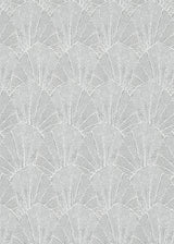 Veer Decor Sculpted Fan Leaf Silver Wallpaper VRMB329-1060
