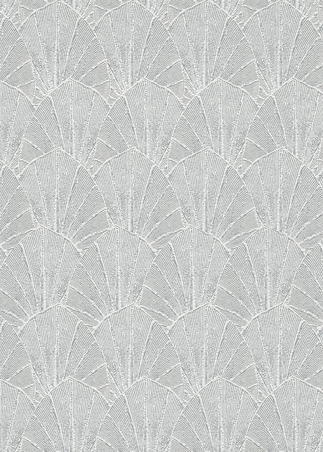 Veer Decor Sculpted Fan Leaf Silver Wallpaper VRMB329-1060