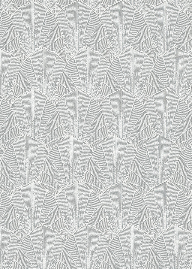 Veer Decor Sculpted Fan Leaf Silver Wallpaper VRMB329-1060