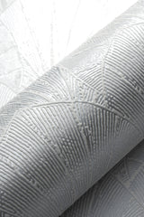Veer Decor Sculpted Fan Leaf Silver Wallpaper VRMB329-1060