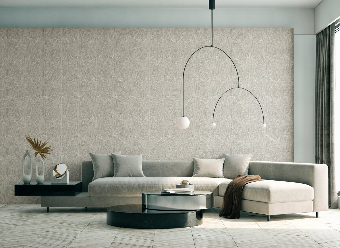 Veer Decor Sculpted Fan Leaf Gold Wallpaper VRMB330-1060