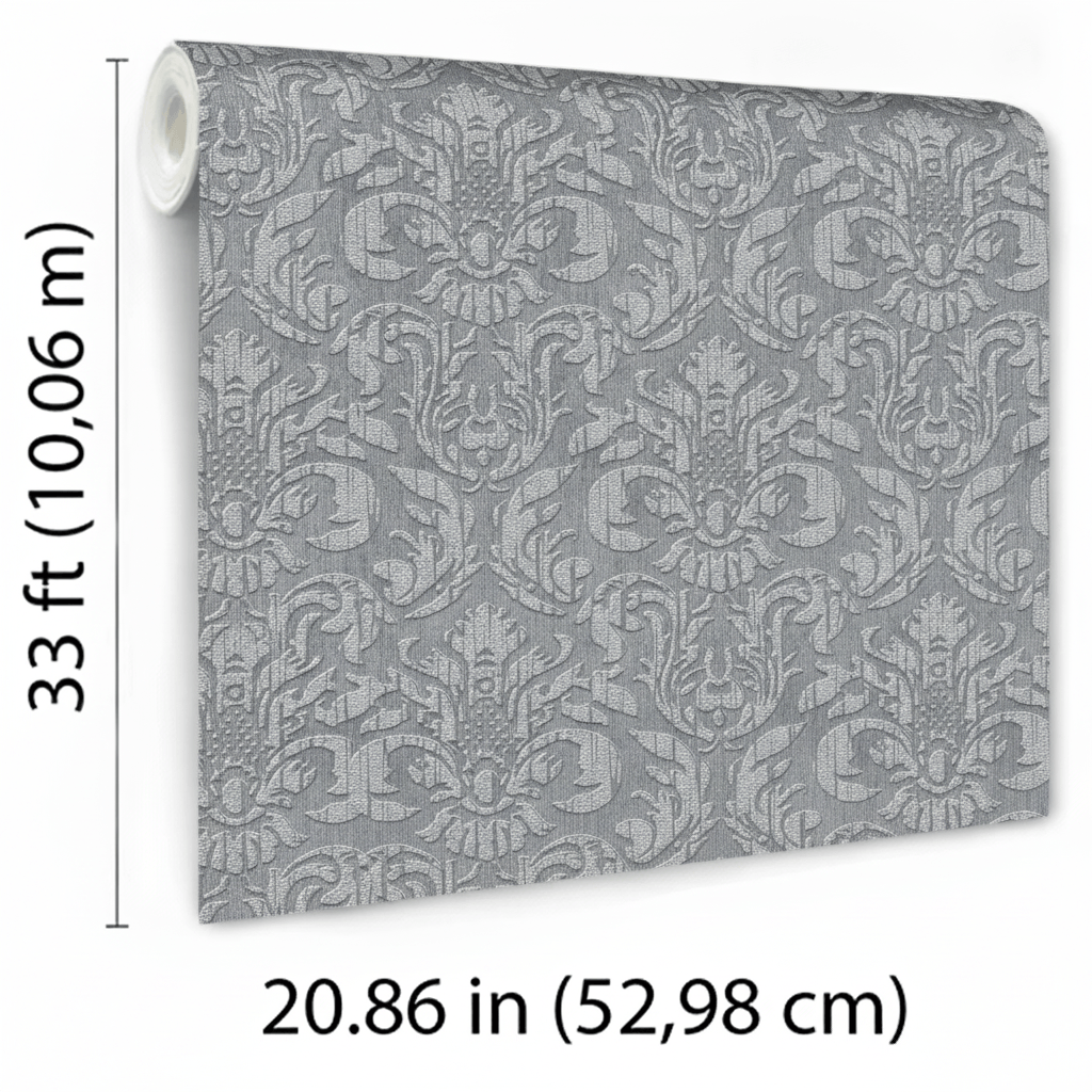 Veer Decor Sculpted Damask Anthracite Wallpaper VRMB447-1060