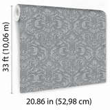 Veer Decor Sculpted Damask Anthracite Wallpaper VRMB447-1060