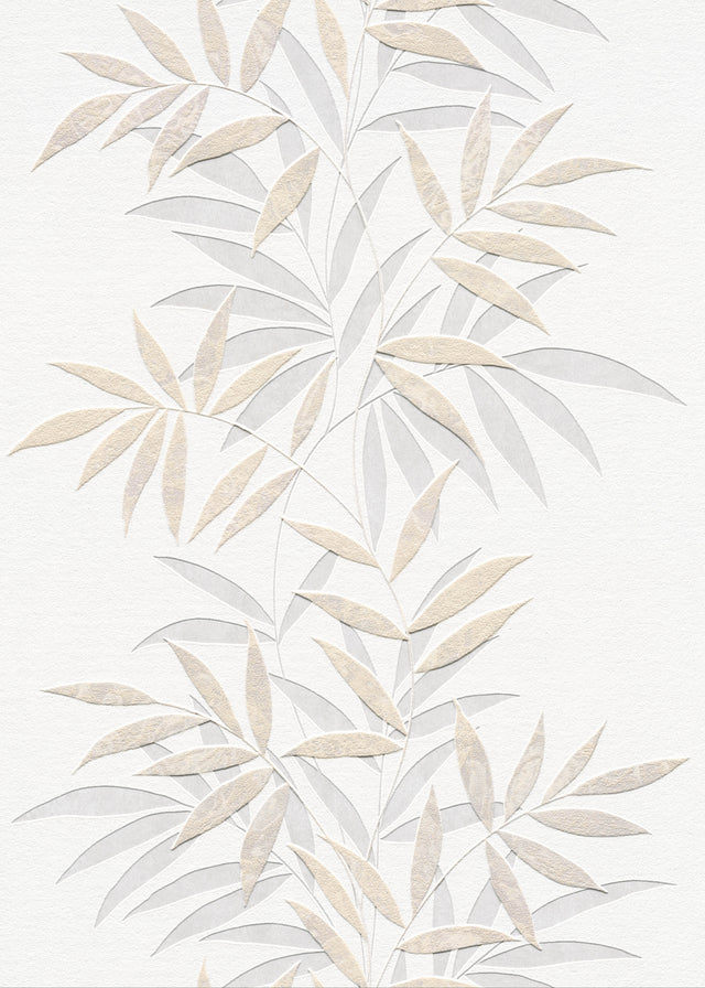 Veer Decor Raised Bamboo Leaf Beige Wallpaper VRMB702-1060