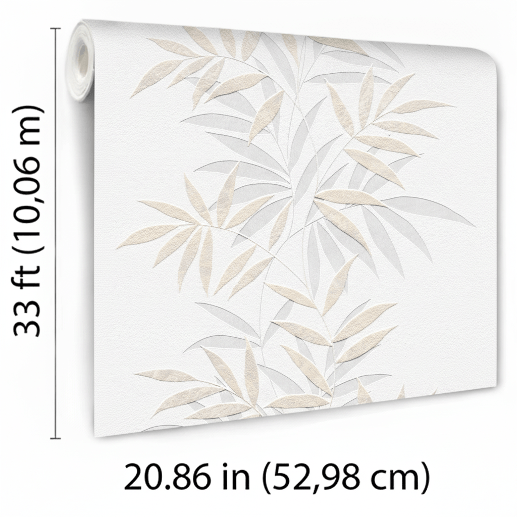 Veer Decor Raised Bamboo Leaf Beige Wallpaper VRMB702-1060