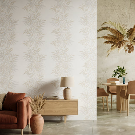 Veer Decor Raised Bamboo Leaf Beige Wallpaper VRMB702-1060