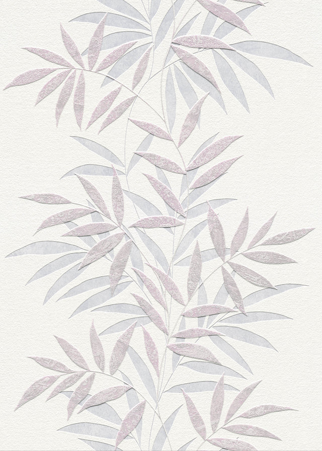 Veer Decor Raised Bamboo Leaf Pink Wallpaper VRMB705-1060
