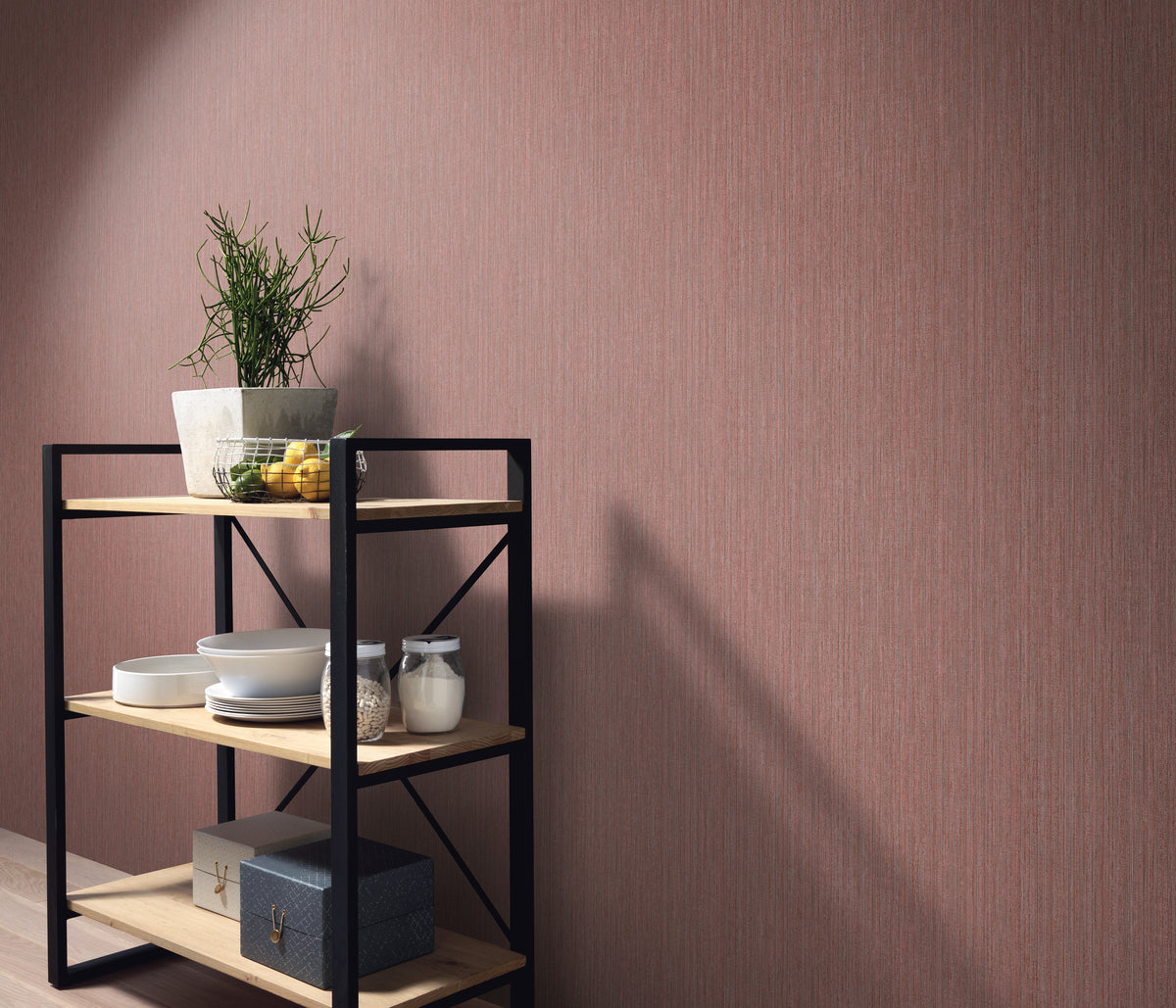 Veer Decor Fine Vertical Linen Texture Red Wallpaper VRPH006