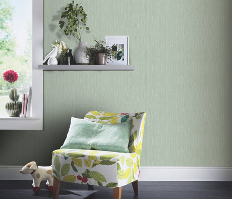 Veer Decor Fine Vertical Linen Texture Green Wallpaper VRPH0
