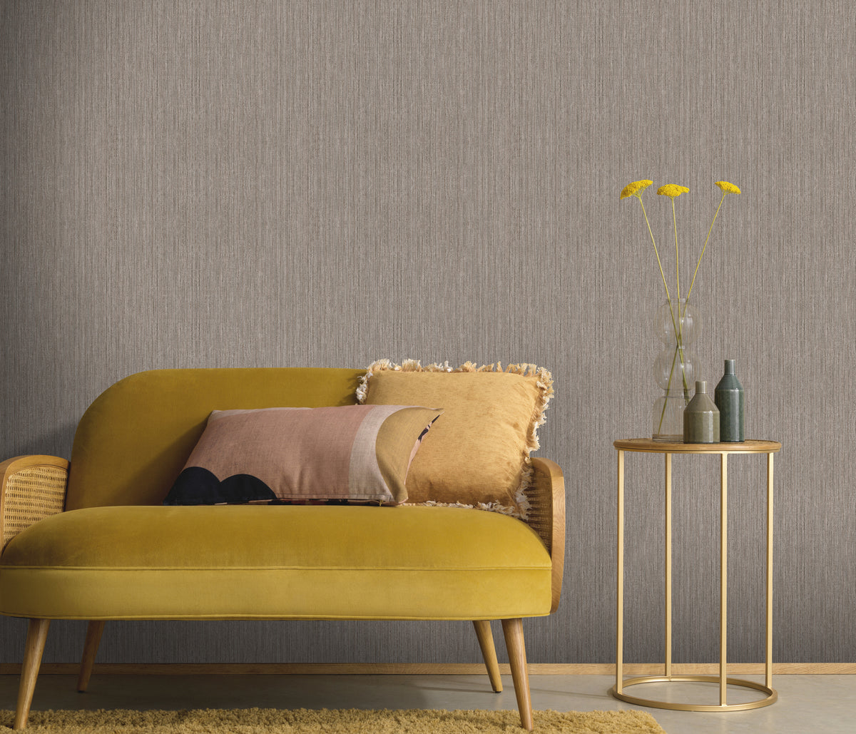 Veer Decor Fine Vertical Linen Texture Brown Wallpaper VRPH0