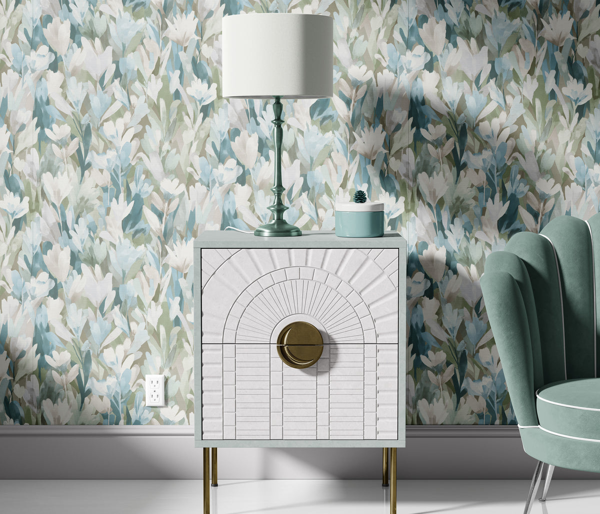 Veer Decor Sylvan Blooms Green Wallpaper VRPH607-1058