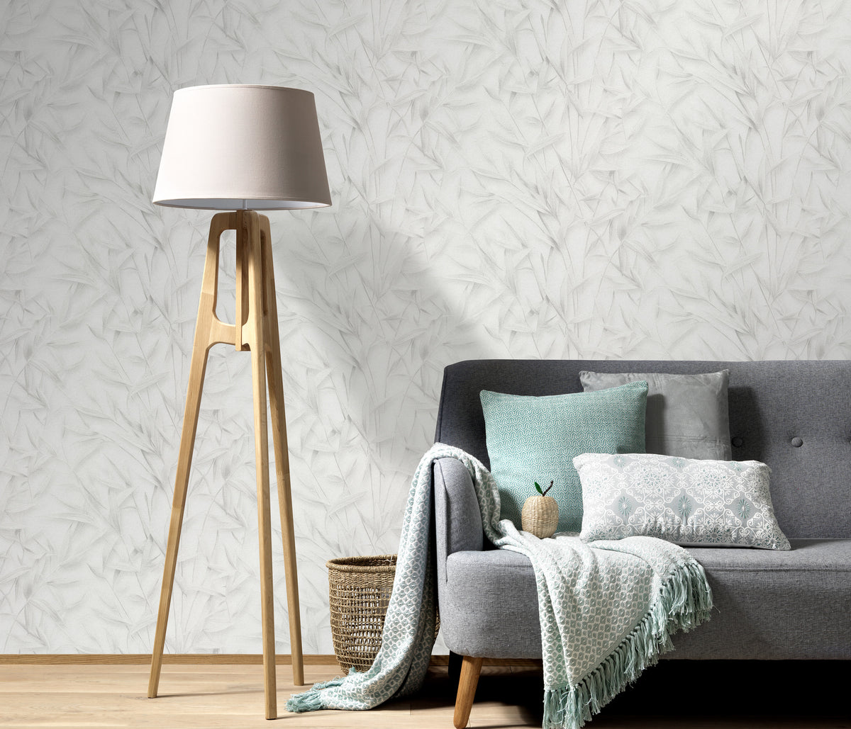 Veer Decor Sylvan Bamboo Fronds Light Grey Wallpaper VRPH731