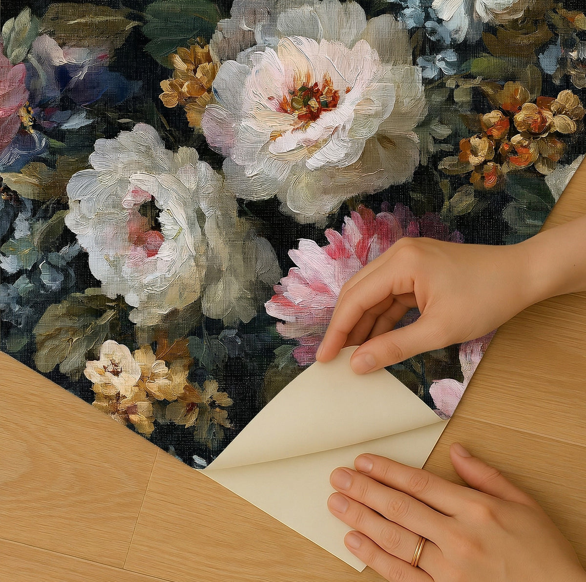 Veer Decor Floral Painting Pink Peel & Stick Wallpaper VRPS0