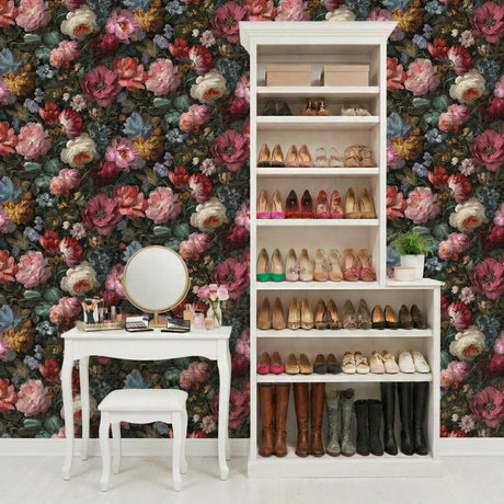 Veer Decor Vintage Floral Red Peel & Stick Wallpaper VRPS003
