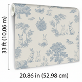 Veer Decor Cottontails Bunny Toile Blue Wallpaper VRSD01-71