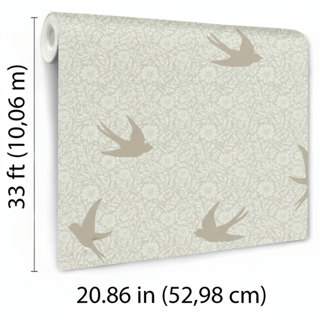 Veer Decor Sparrow Silhouettes Green Wallpaper VRSD04-70
