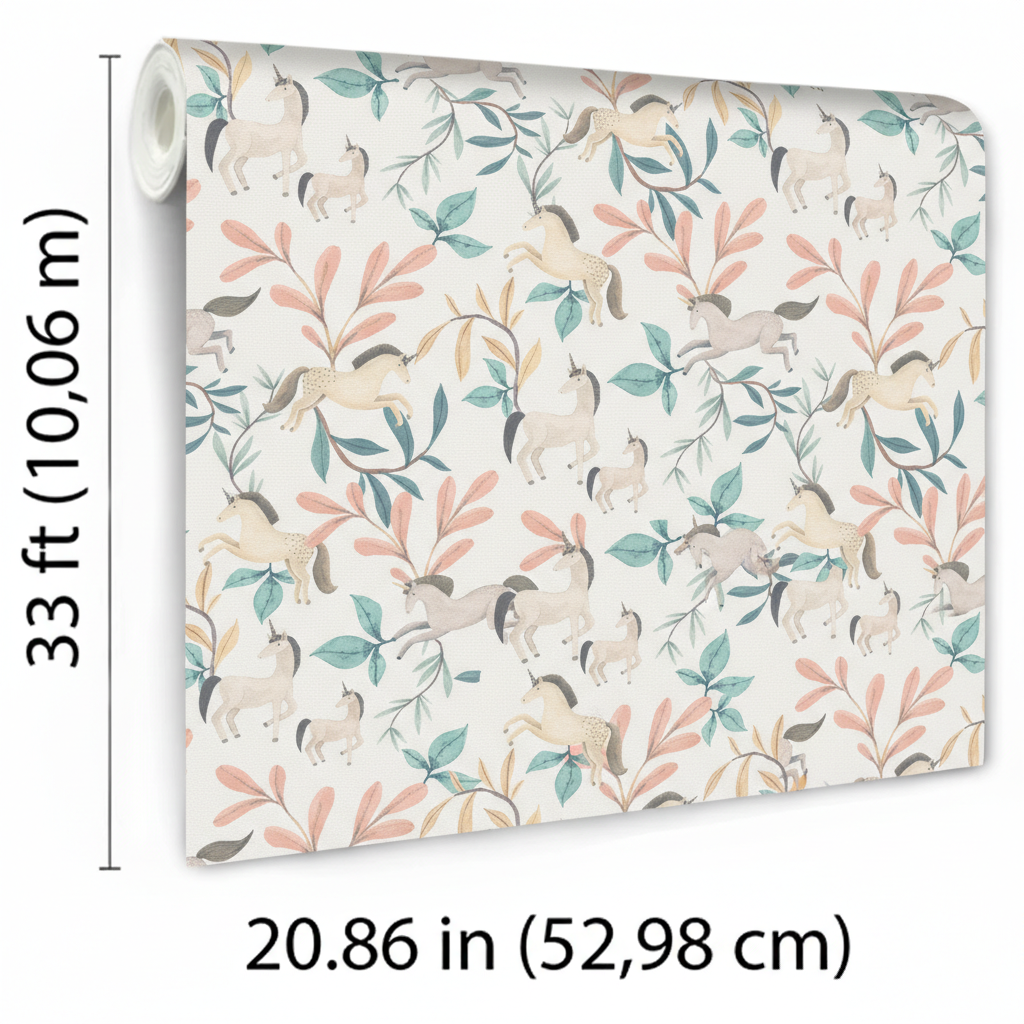 Veer Decor Enchanted Unicorns Green Wallpaper VRSD04-96