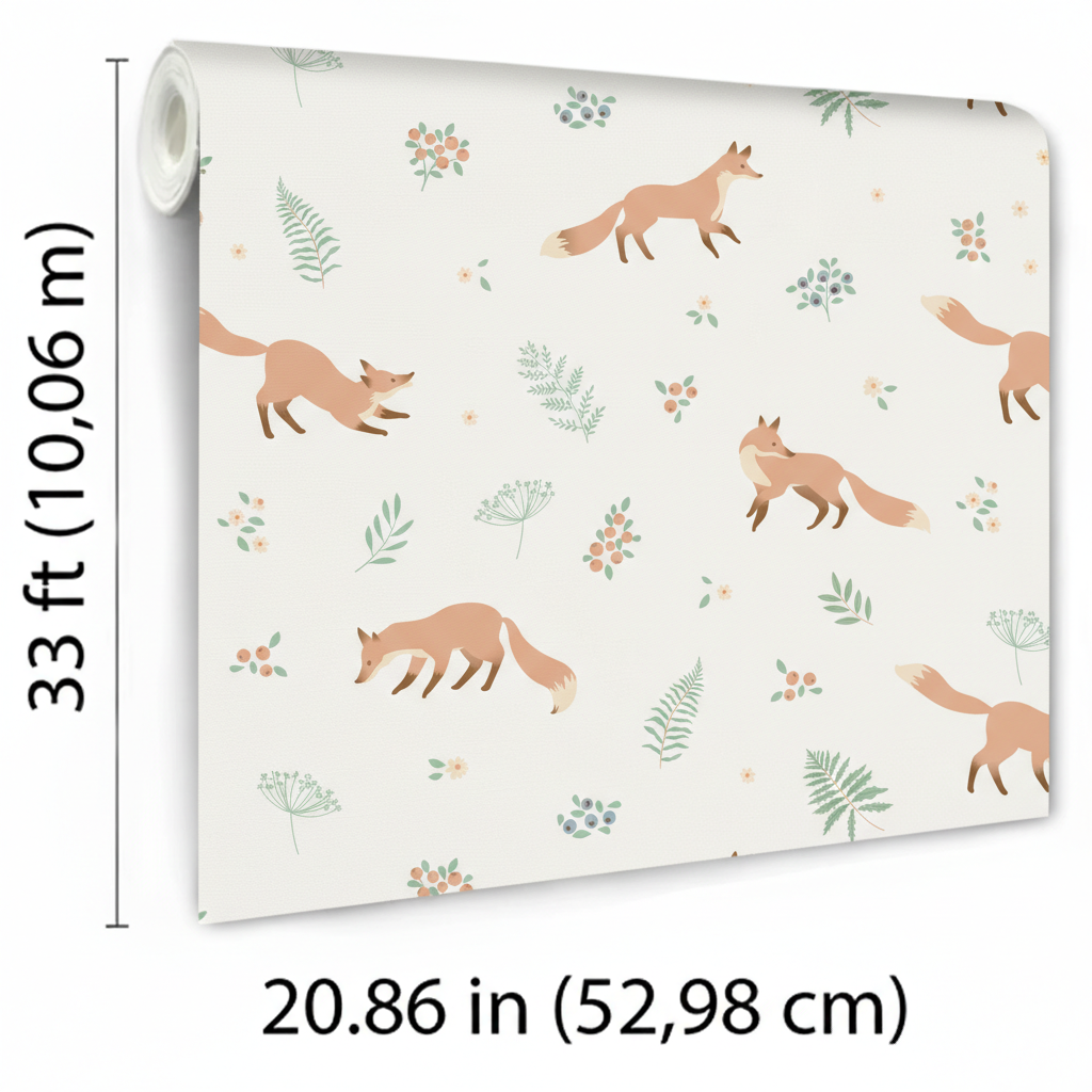 Veer Decor Fox and Fern White Wallpaper VRSD07-64