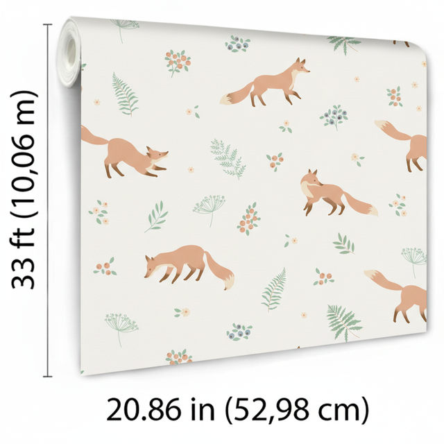 Veer Decor Fox and Fern White Wallpaper VRSD07-64