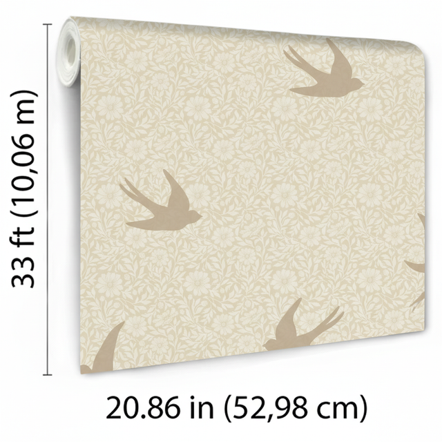 Veer Decor Sparrow Silhouettes Beige Wallpaper VRSD07-70
