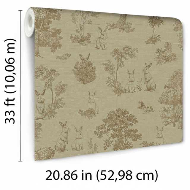 Veer Decor Cottontails Bunny Toile Beige Wallpaper VRSD07-71