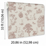 Veer Decor Cottontails Bunny Toile Red Wallpaper VRSD10-71