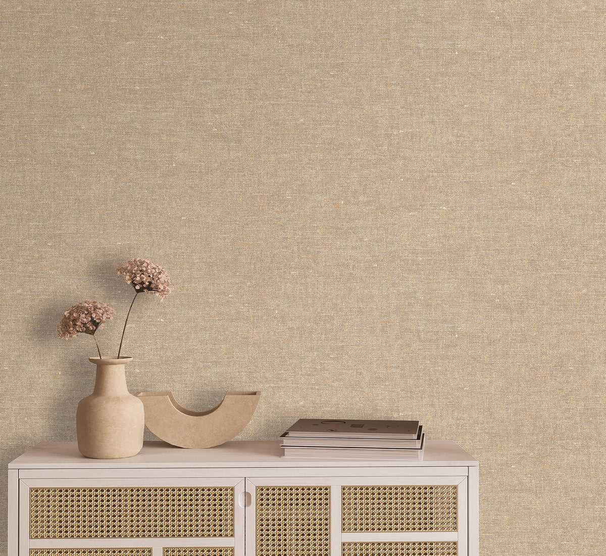 Veer Decor Faux Hemp Texture Warm Beige Wallpaper VRTN02-290