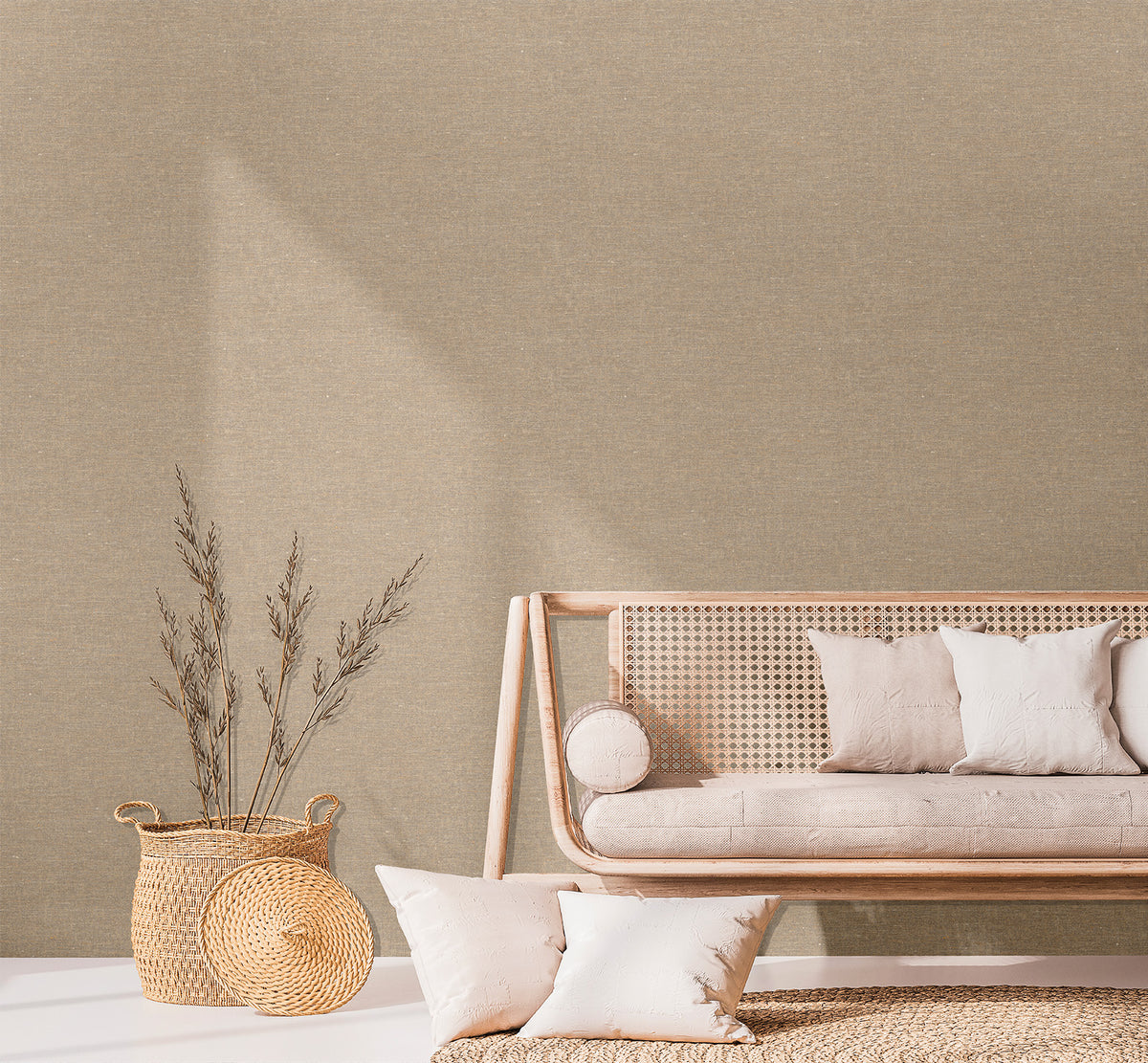 Veer Decor Faux Hemp Texture Ocher Wallpaper VRTN06-290