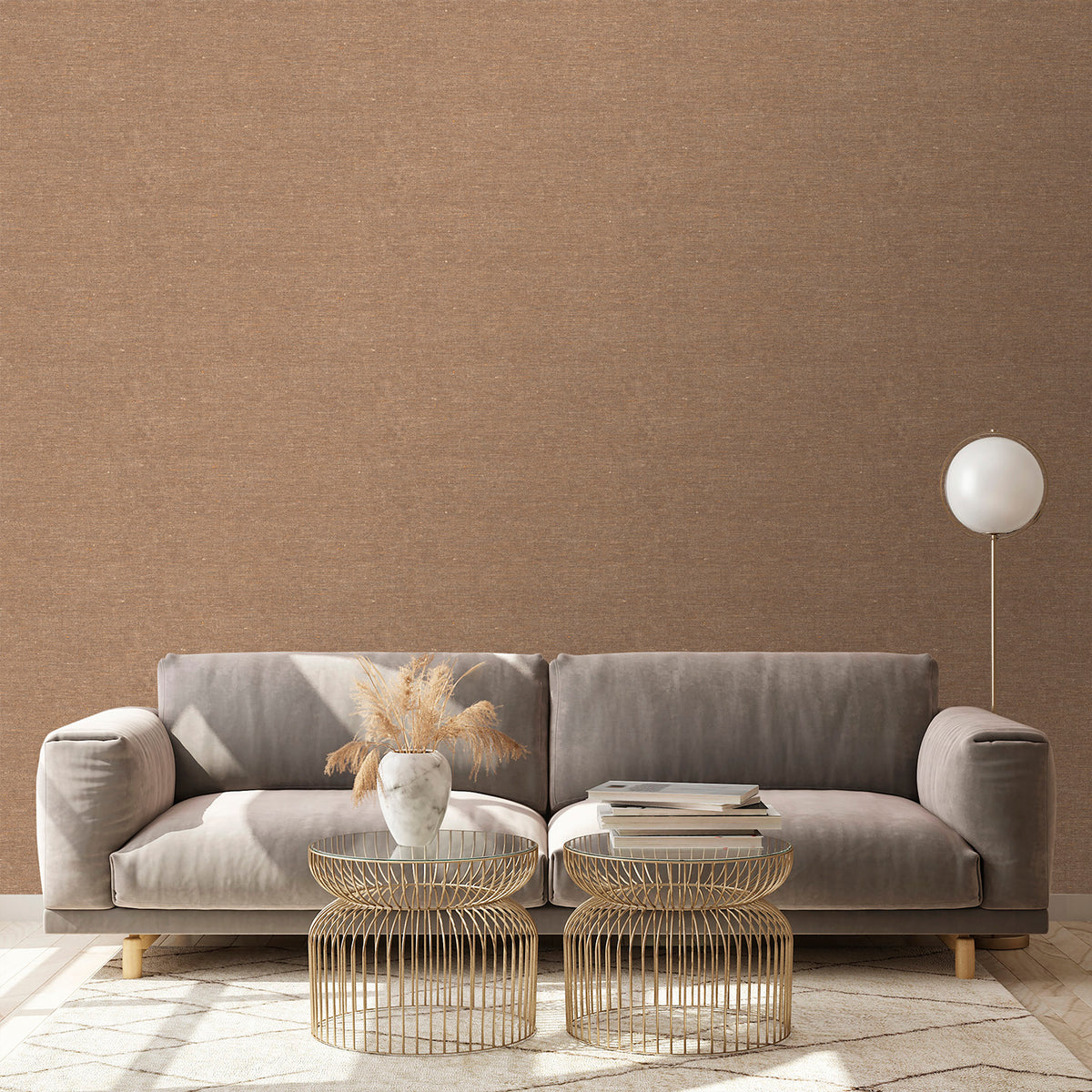 Veer Decor Faux Hemp Texture Imperial Brown Wallpaper VRTN07