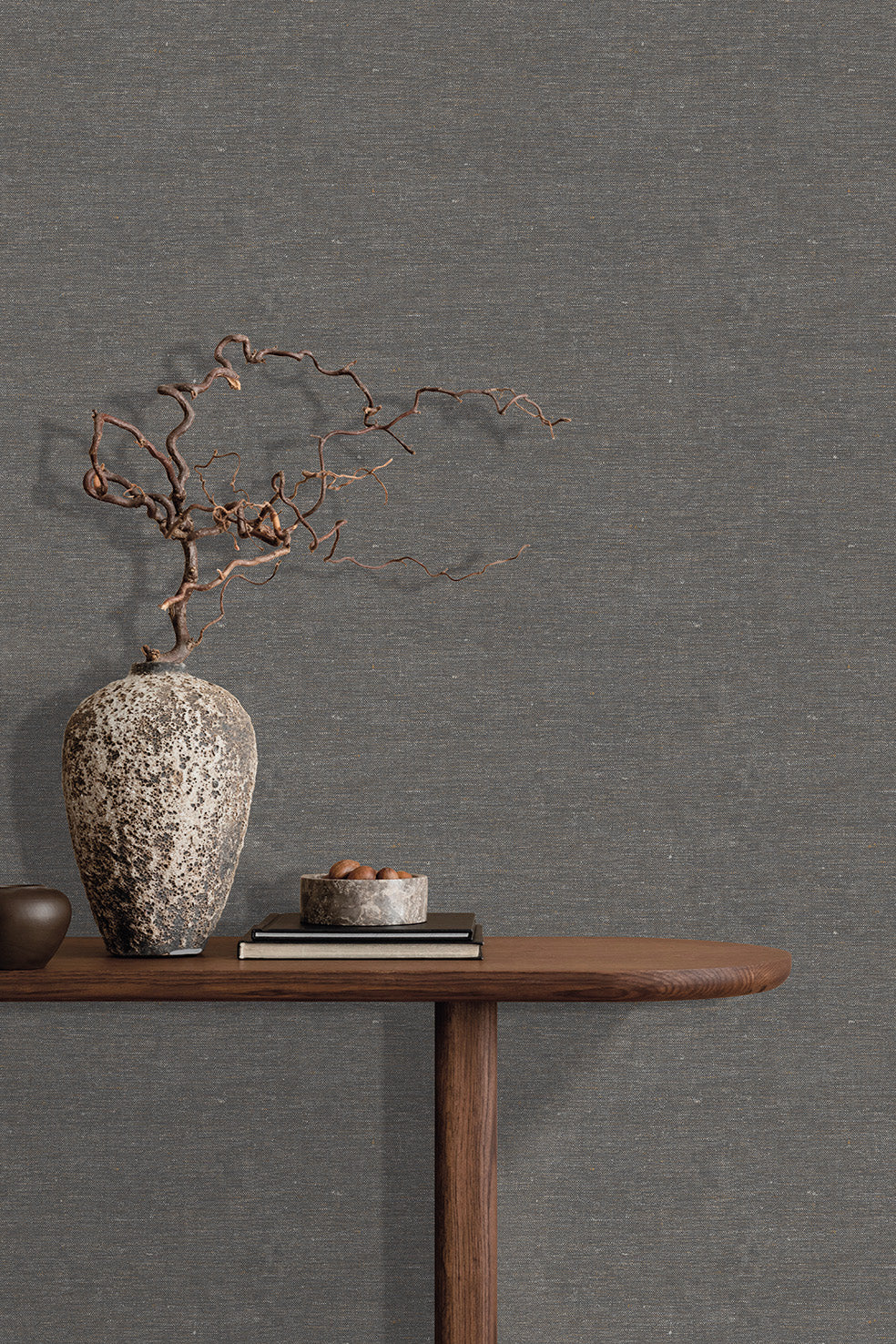 Veer Decor Faux Hemp Texture Anthracite Wallpaper VRTN12-290