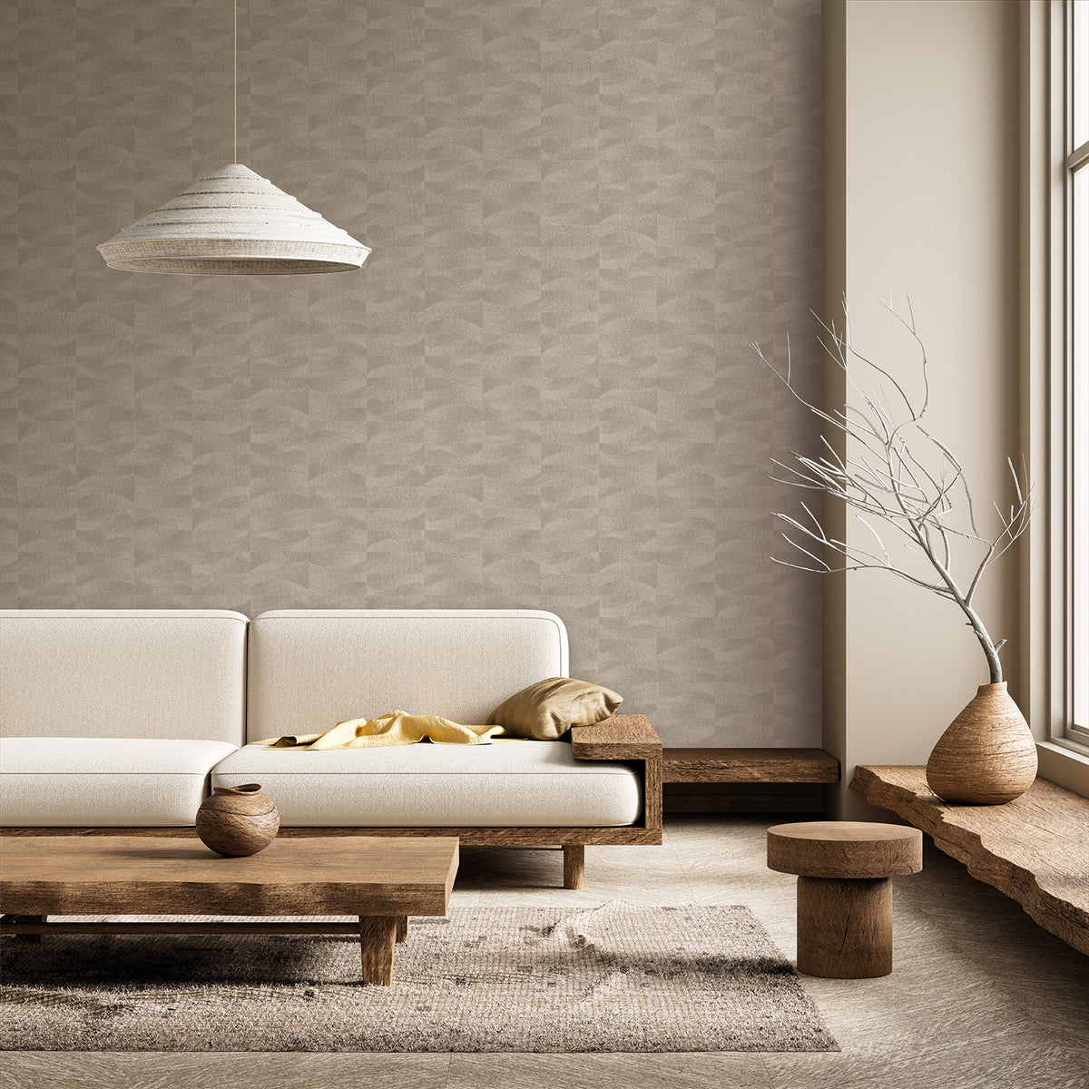 Veer Decor Terra Tide Geo Texture Warm Grey Wallpaper VRTN21
