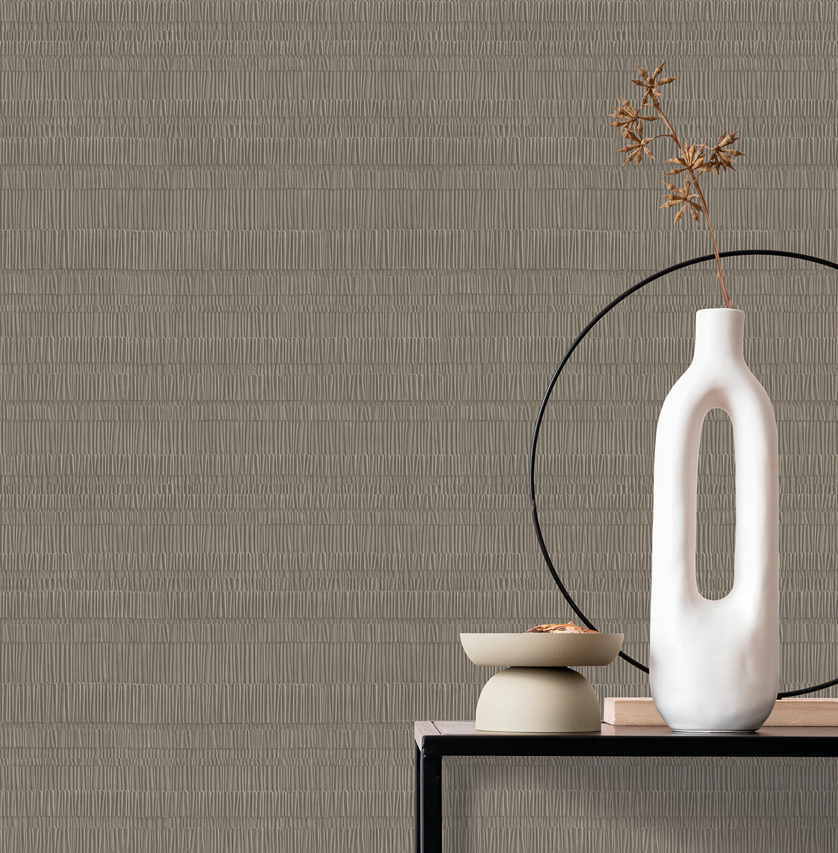 Veer Decor Pleated Origami Texture Roasted Cashew Wallpaper 