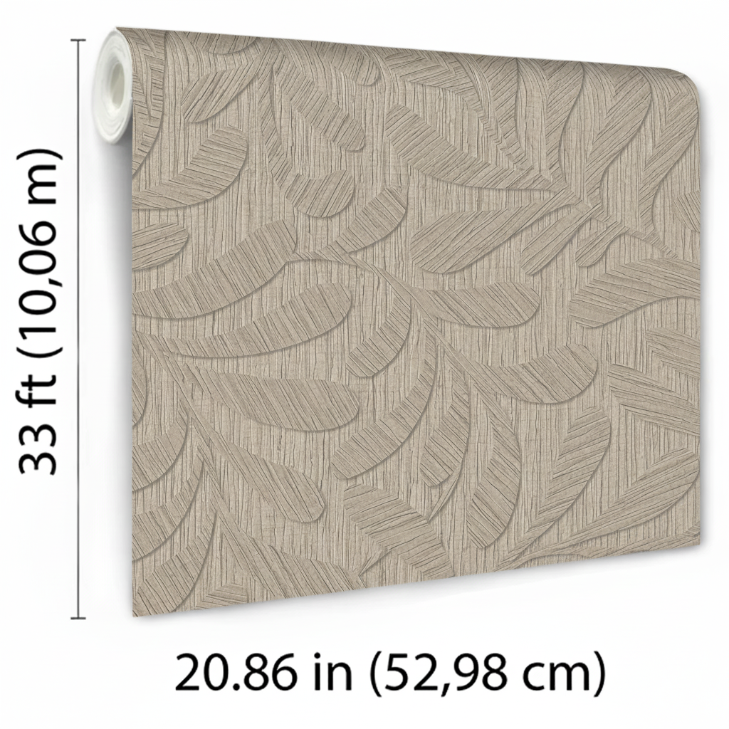 Veer Decor Carved Foliage Warm Grey Wallpaper VRTN51-290
