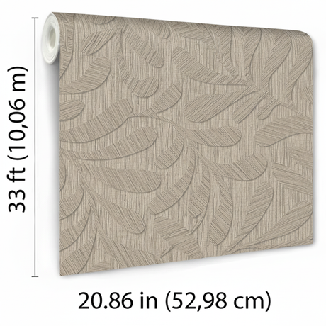 Veer Decor Carved Foliage Warm Grey Wallpaper VRTN51-290