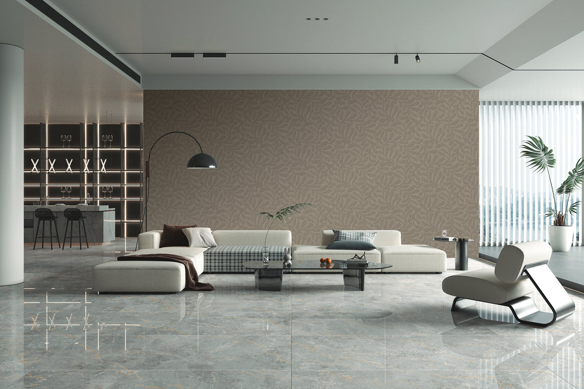 Veer Decor Carved Foliage Roasted Cashew Wallpaper VRTN52-29