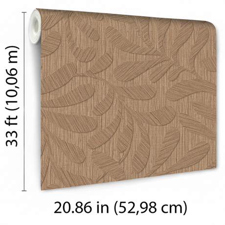 Veer Decor Carved Foliage Chestnut Wallpaper VRTN53-290